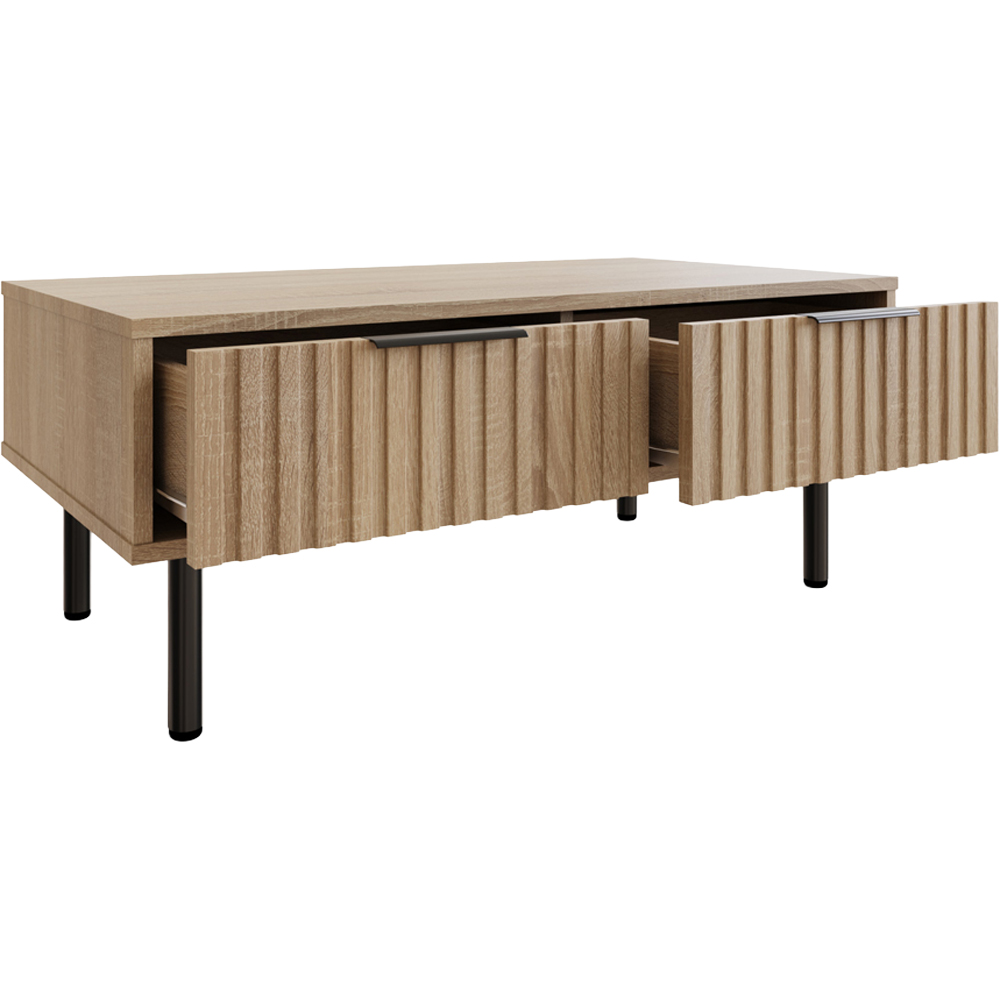 GFW Nervata 2 Drawer Oak Coffee Table Image 3