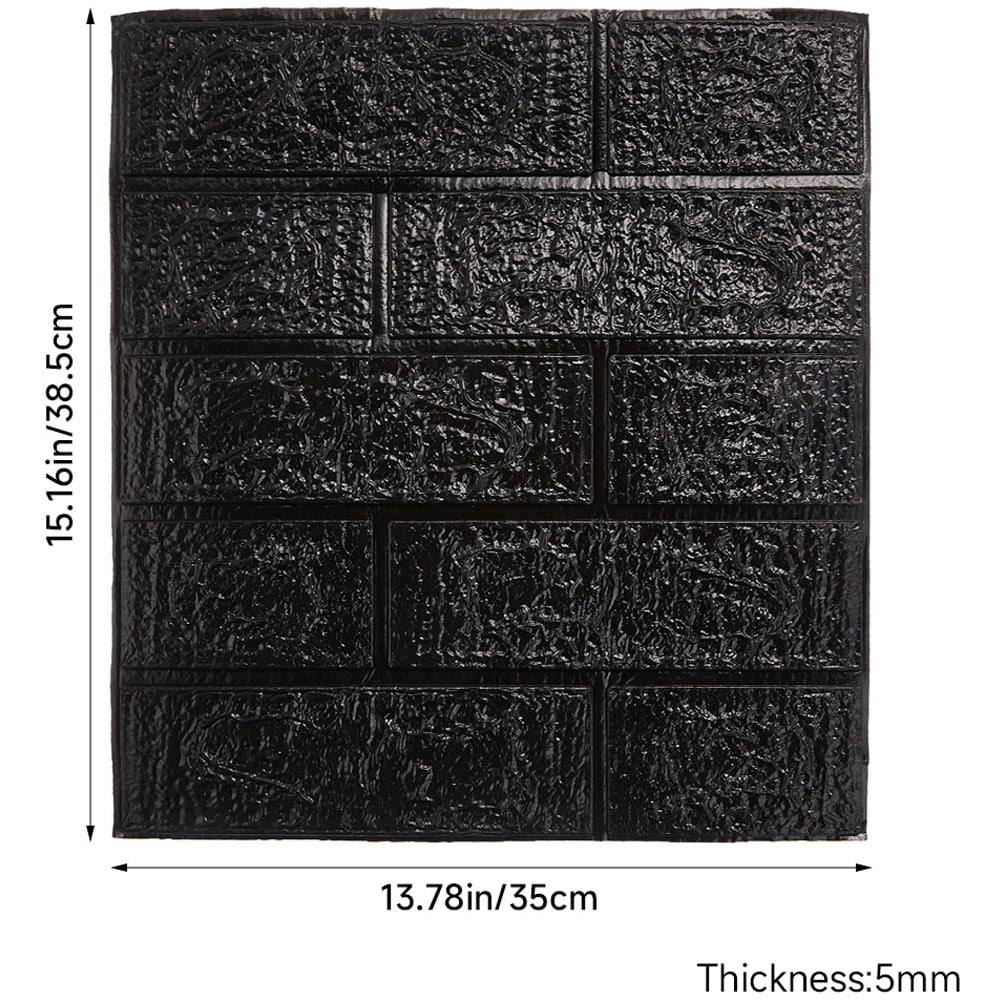 Living and Home 3D Brick Texture Black Wall Sticker 15 Pack Image 8