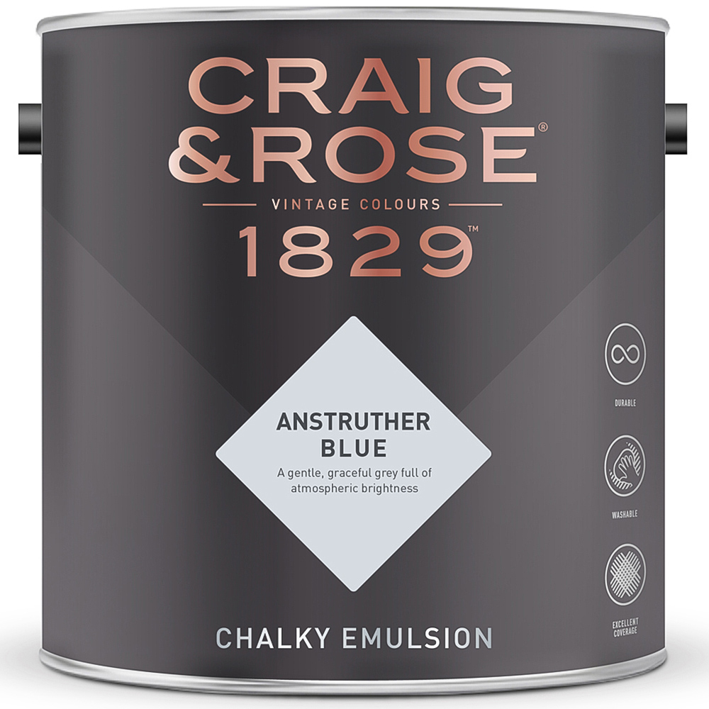 Craig & Rose 1829 Vintage Walls and Ceilings Anstruther Blue Chalky Matt Emulsion Paint 2.5L Image 2