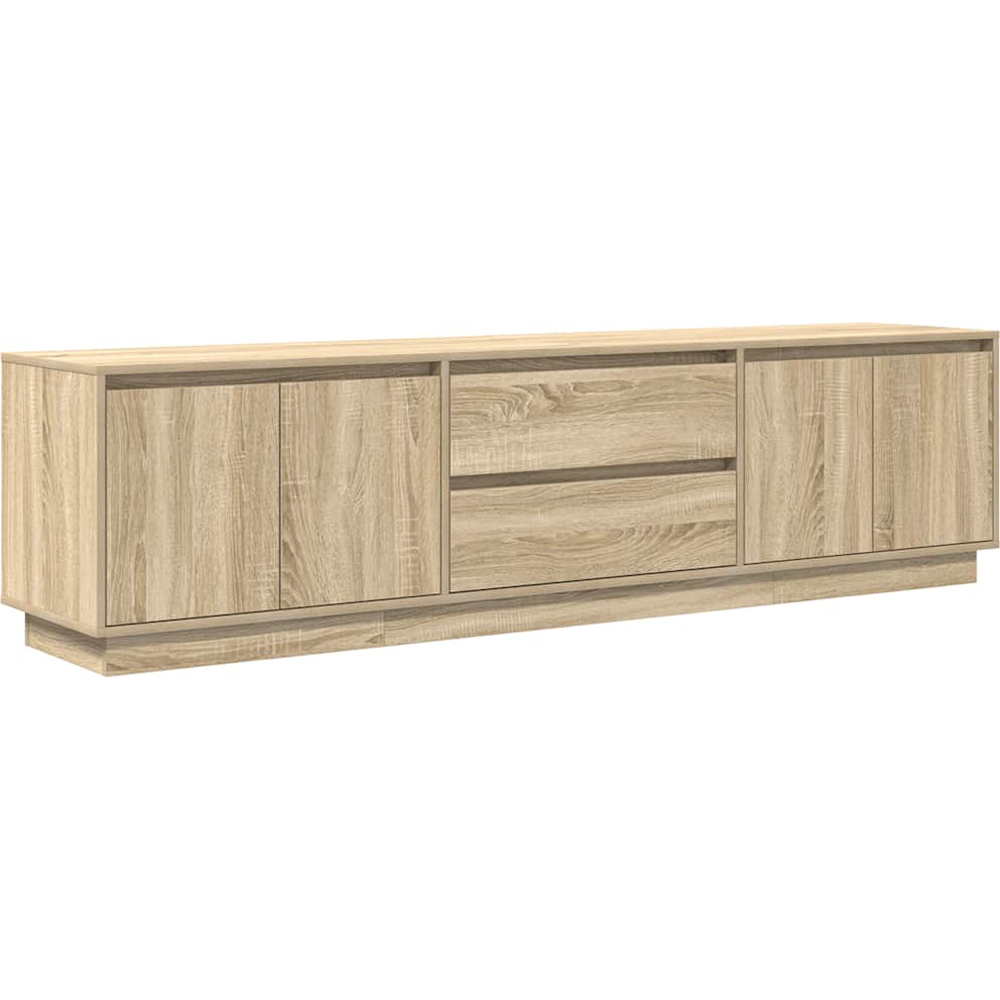 vidaXL 4 Door 2 Drawer Sonoma Oak TV Wooden Cabinet with LED Image 2