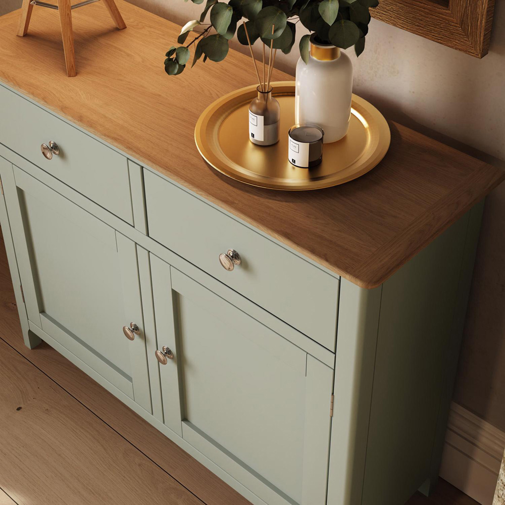 FWStyle Taberno 2 Drawer 2 Door Sage Green and Oak Sideboard Image 6