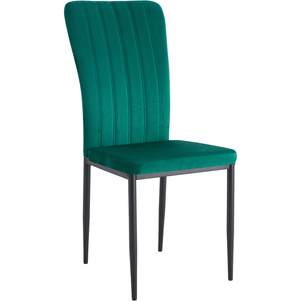 wilko Elle Set of 4 Green Velvet Effect Plush Padded Upholstered Dining Chair Image 2