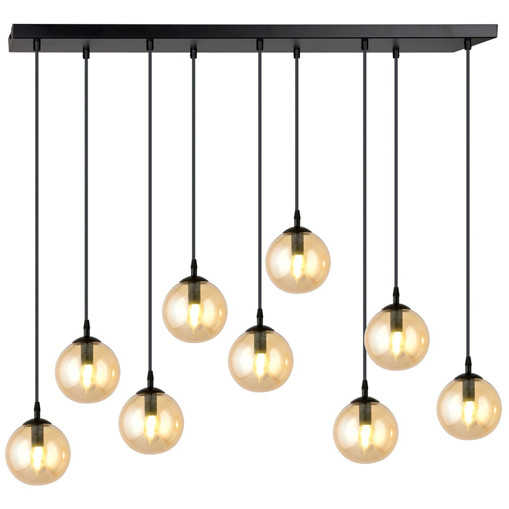 Emibig Cosmo 9 Light Amber Shade Black E14 Ceiling Pendant Light Image 3