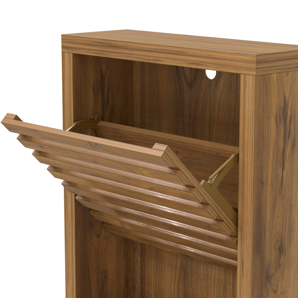 Flexi Storage Erik 3 Door Mango Wood Effect Slatted Consealed Shoe Cabinet Image 6