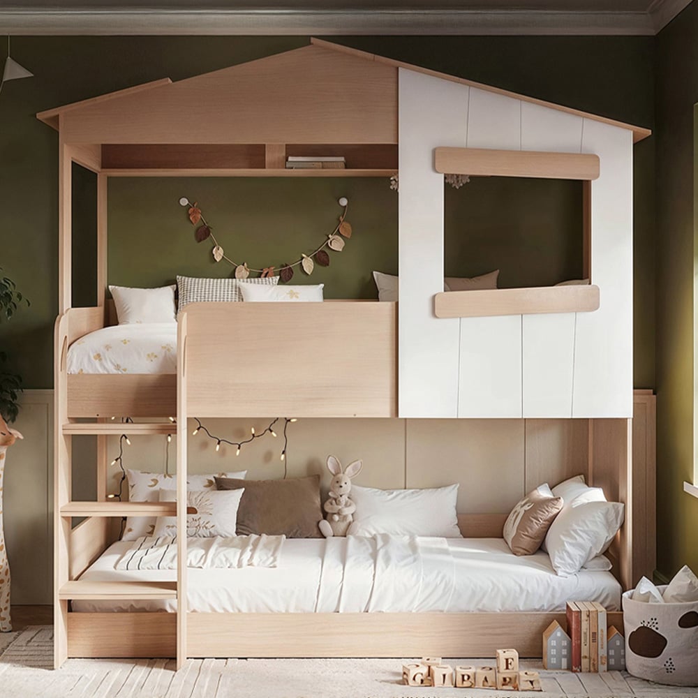 Flair Dreamland Oak Play House Bunk Bed Image 1