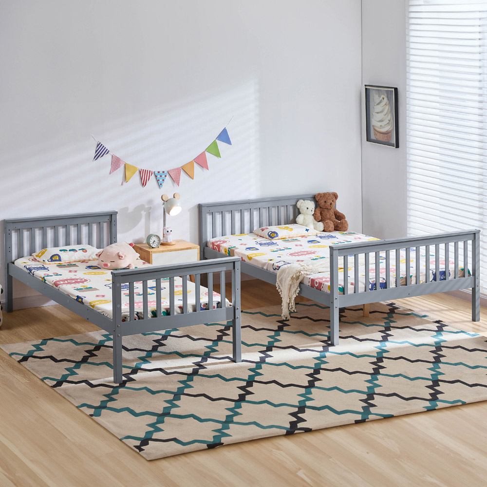 VIDA DESIGNS Milan Grey Triple Sleeper Bunk Bed with Foam Mattress Image 3