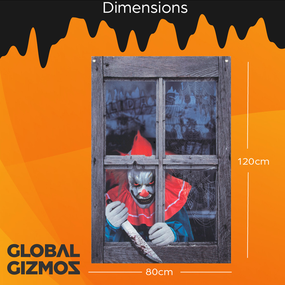 Benross Creepy Clown Halloween Window Backdrop 120cm Image 9
