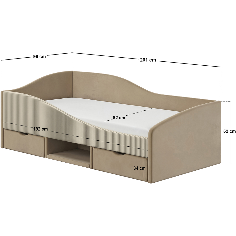 Flair Aubrey Beige Velvet and Cord Low Sleeper Bed with Storage Image 8