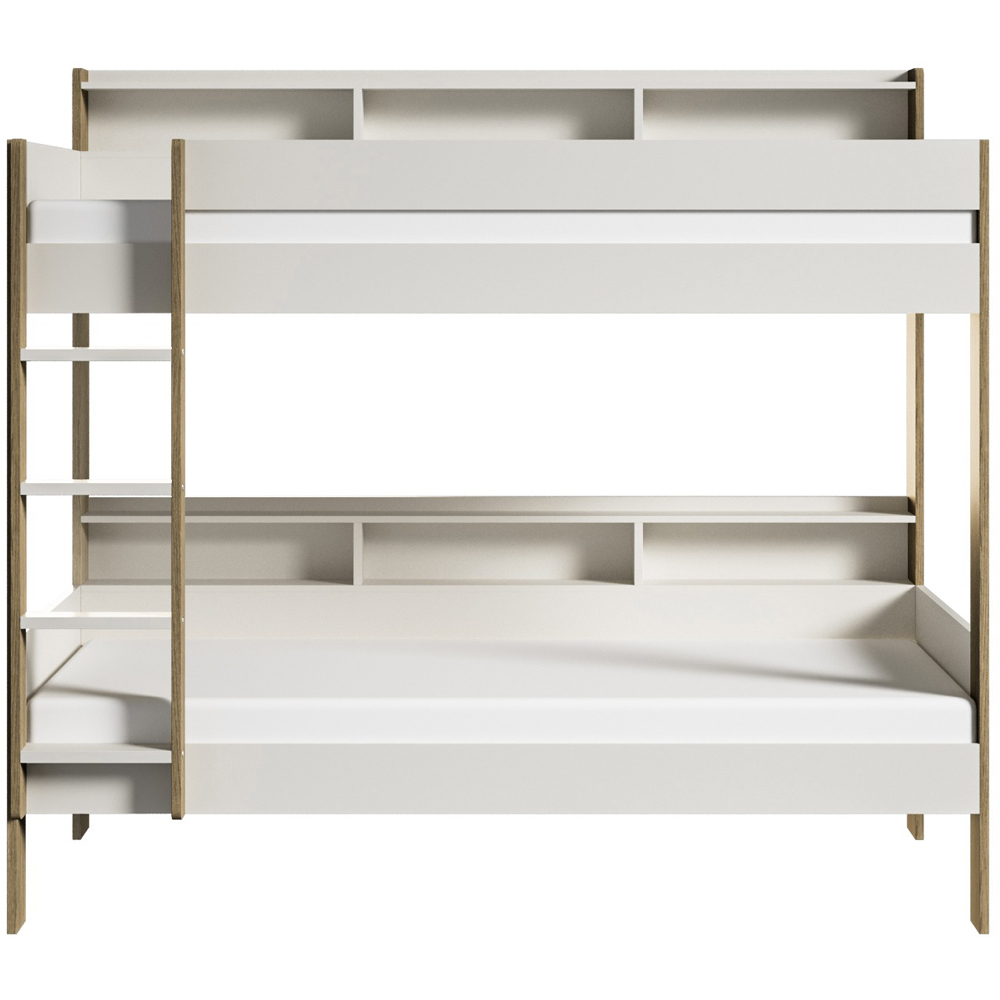 Noomi Bodie Single White and Oak Pine Storage Bunk Bed Image 2