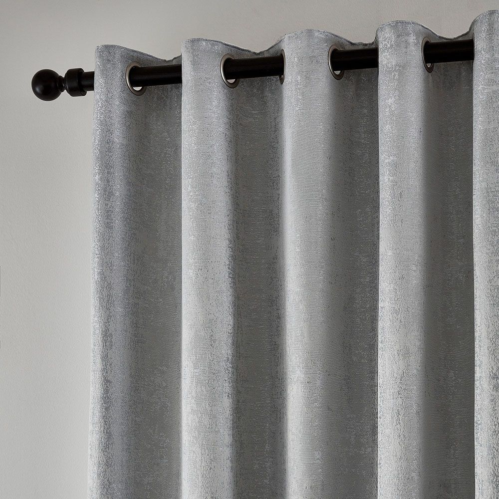 Helena Springfield Roma Lined Silver Eyelet Curtains 168 x 228cm Image 2