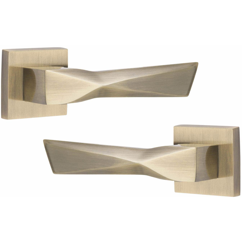 Golden Grace Antique Brass Finish Aura Door Handle Set 6 Pack Image 3