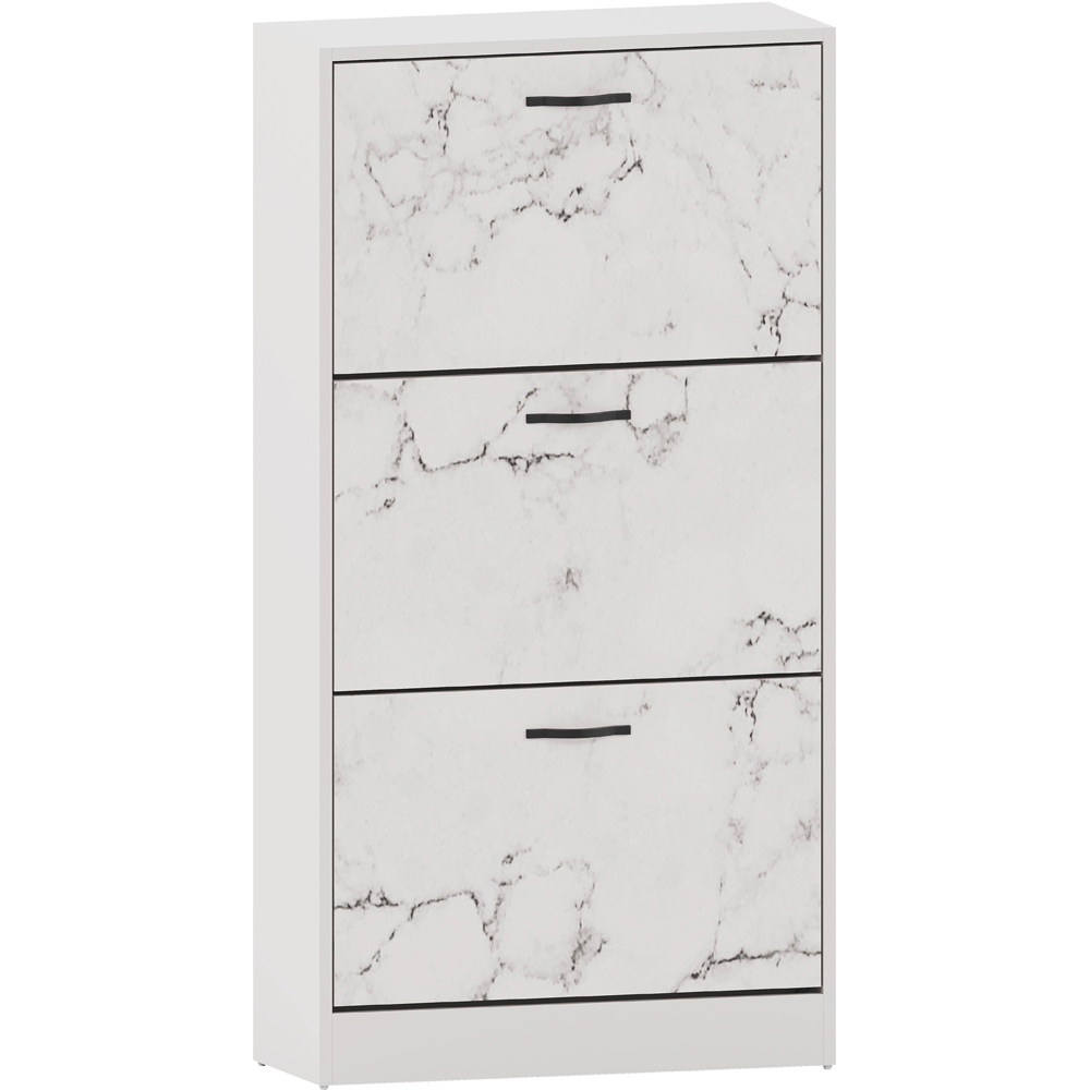 VIDA DESIGNS 3 Drawer White Marble Shoe Cabinet Image 2