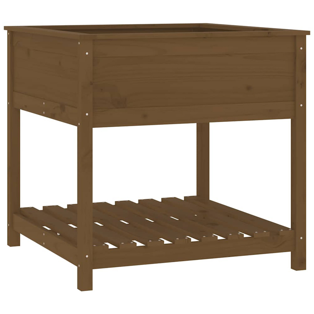 vidaXL Honey Brown Solid Pine Wood Garden Planter with Shelf 81 x 82.5 x 82.5cm Image 1
