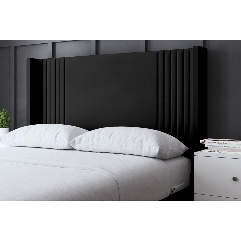 DS Living Elara Double Black Winged Panel Ottoman Bed with Headboard Image 3