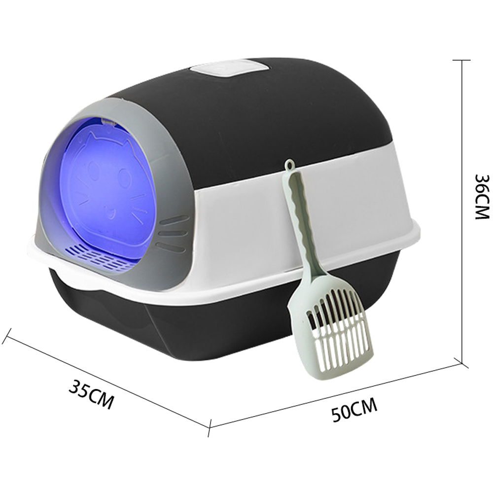 H&O Direct Black Cat Litter Box with UV Steriliser Lamp 36 x 35 x 50cm Image 4