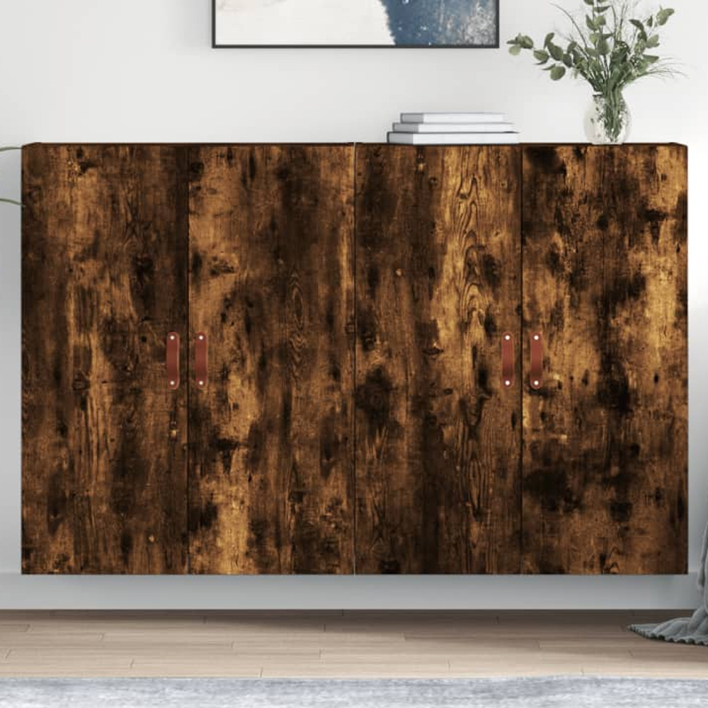 vidaXL 2 Door Smoked Oak Wall Mounted Cabinet Set of 2 Image 1
