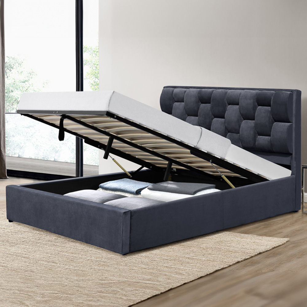 Brooklyn Grey Plush Velvet 3 Piece Bedroom Furniture Set Image 2