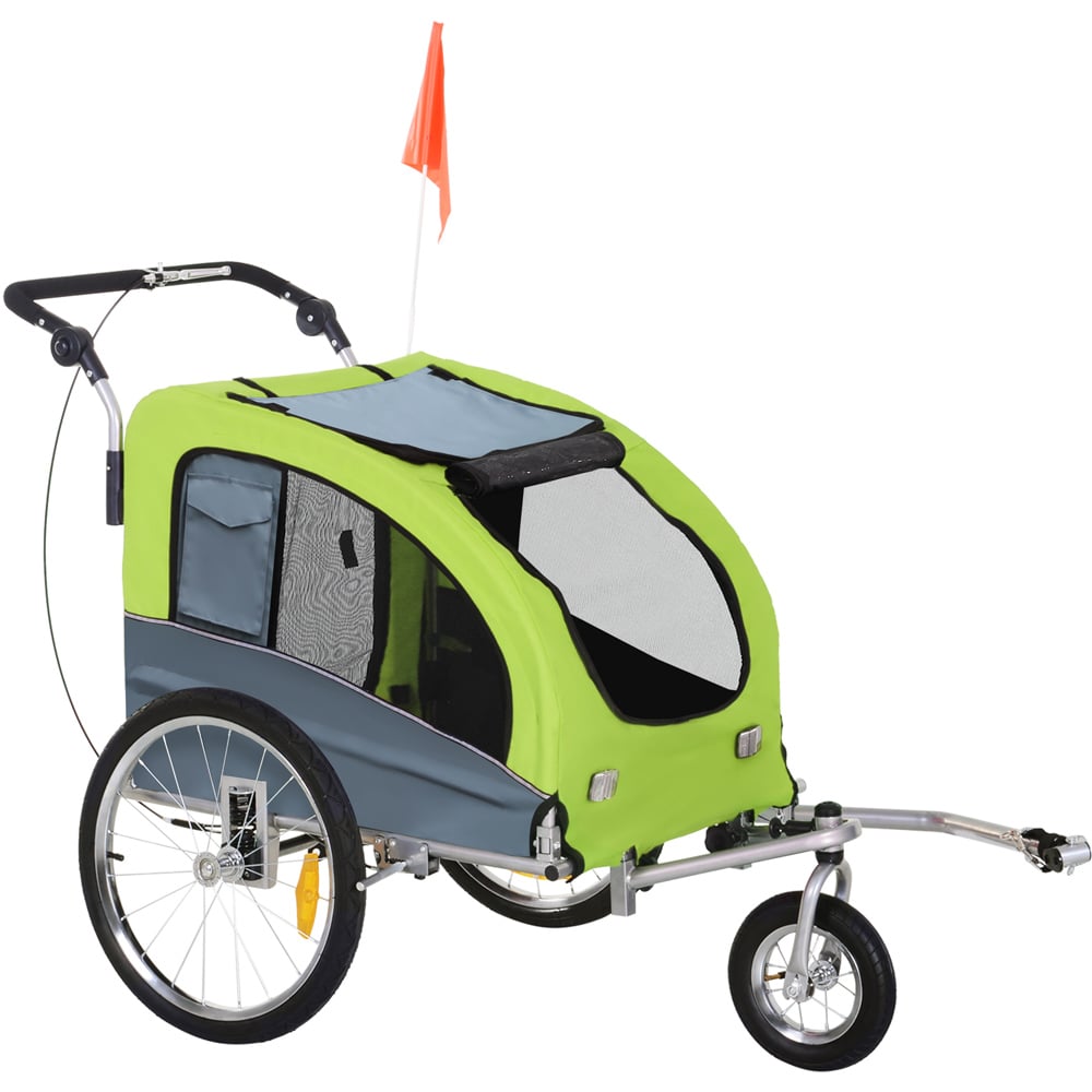 PawHut Green 3 Wheel Pet Bicycle Trailer Image 1