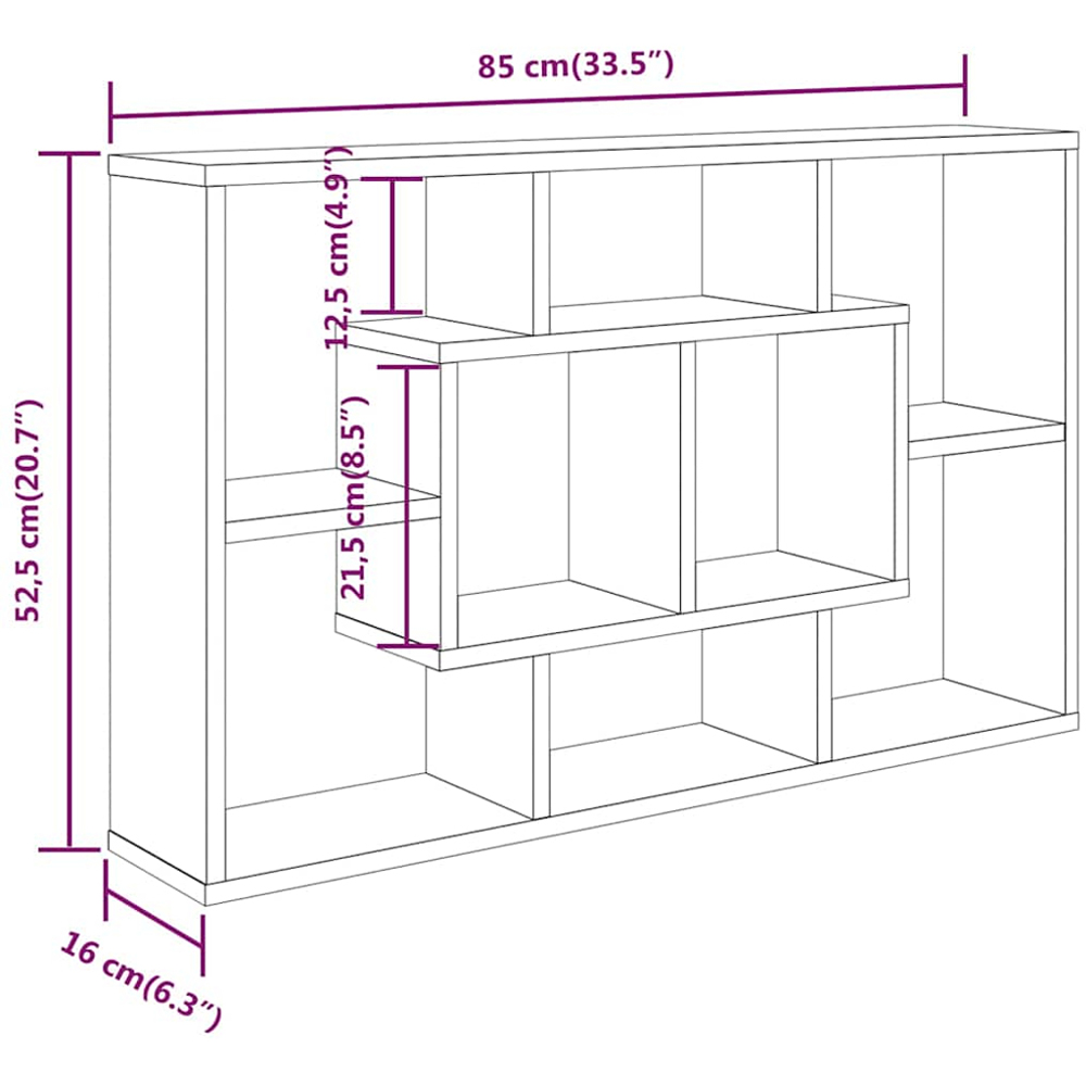 vidaXL 8 Compartment White Wall Shelf Image 8