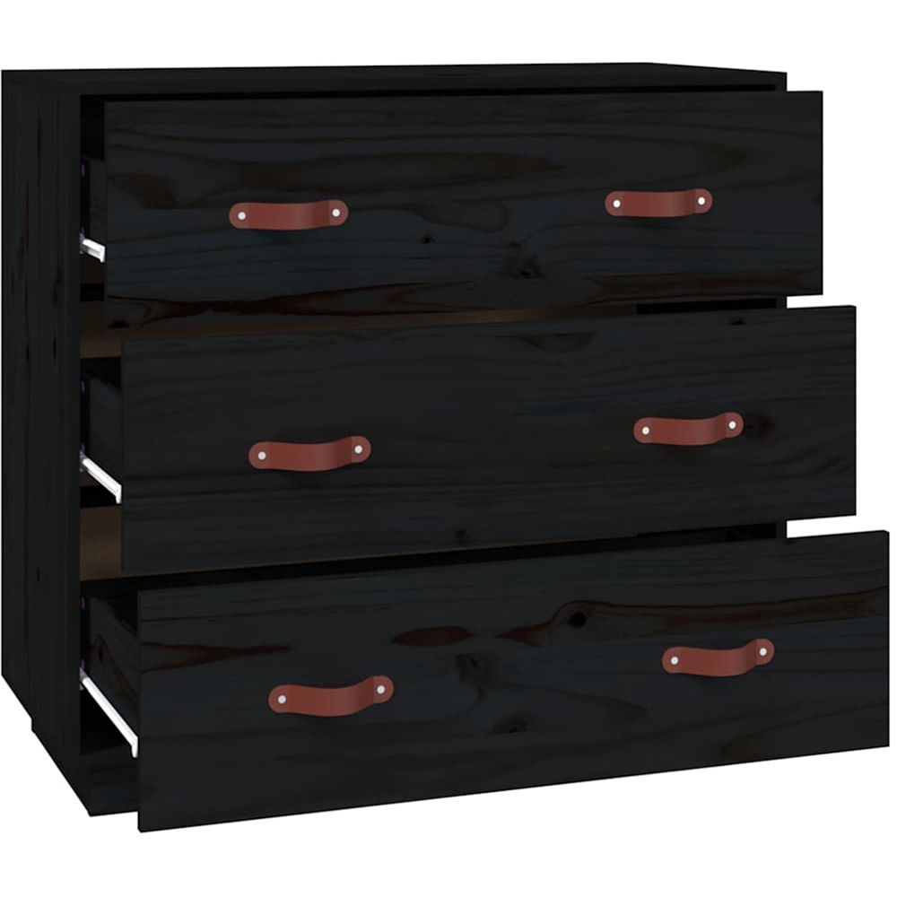vidaXL 3 Drawer Black Wooden Sideboard Image 4