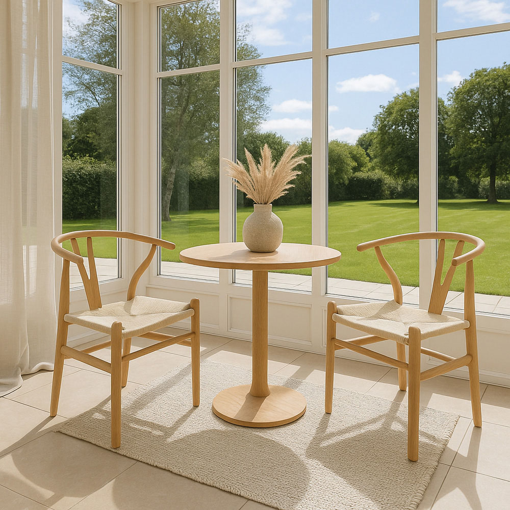 Nicholas Winter Set of 6 Natural Woven Rope Beech Wooden Wishbone Dining Chair Image 3