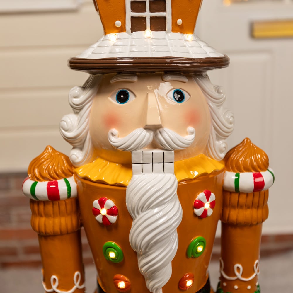 The Christmas Centre Brown Gingerbread LED Lights Nutcracker 4ft Image 6