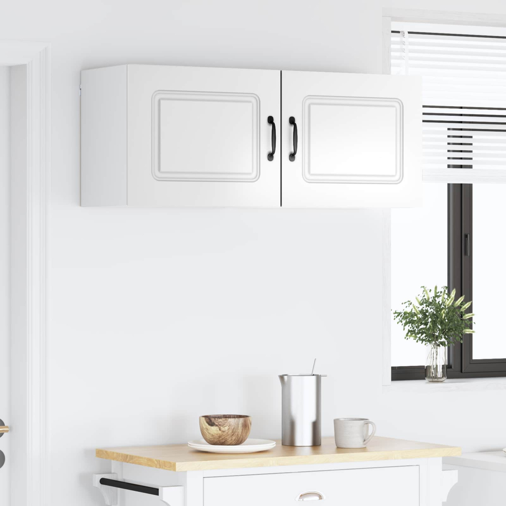 vidaXL Kalmar Single Door High Gloss White Wall Mounted Wide Kitchen Cabinet Set of 2 Image 9
