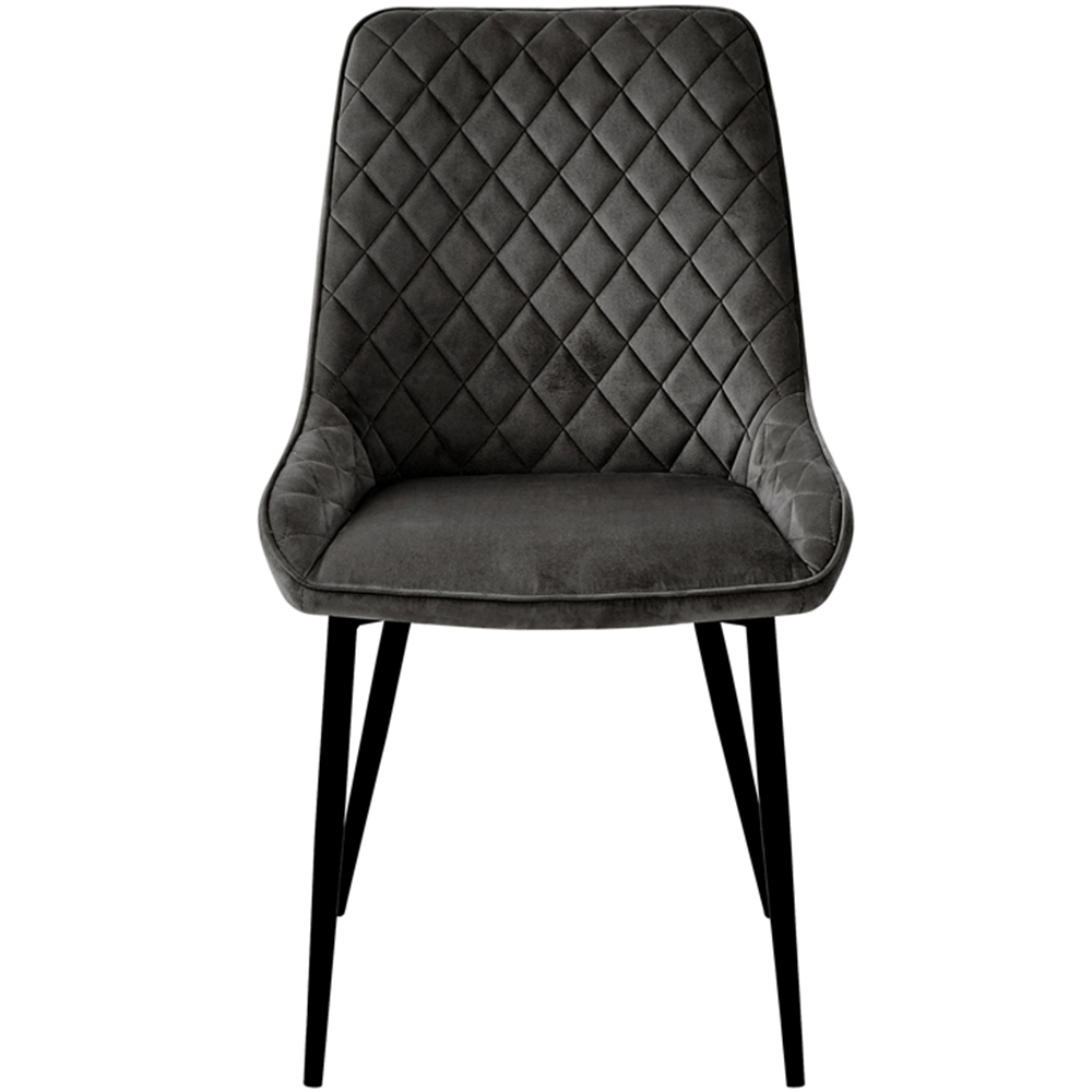 Baumhaus Signature Set of 2 Grey Velvet Dining Chair Image 4