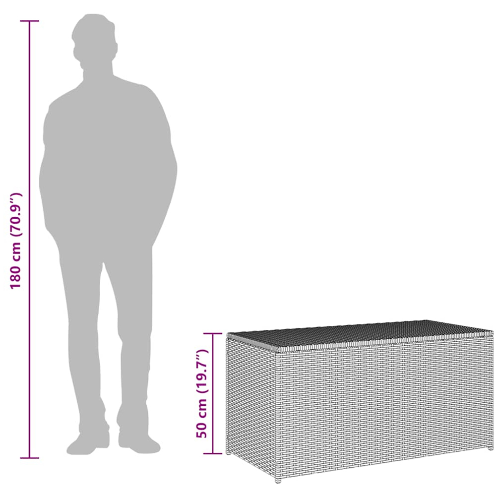 vidaXL 50 x 100 x 50cm Grey Poly Rattan Garden Storage Box Image 6