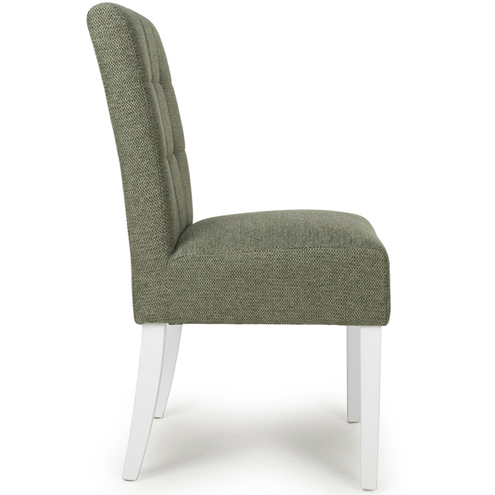 Portland Harlow Olive Weave White Legs Waffle Back Dining Chair Image 3