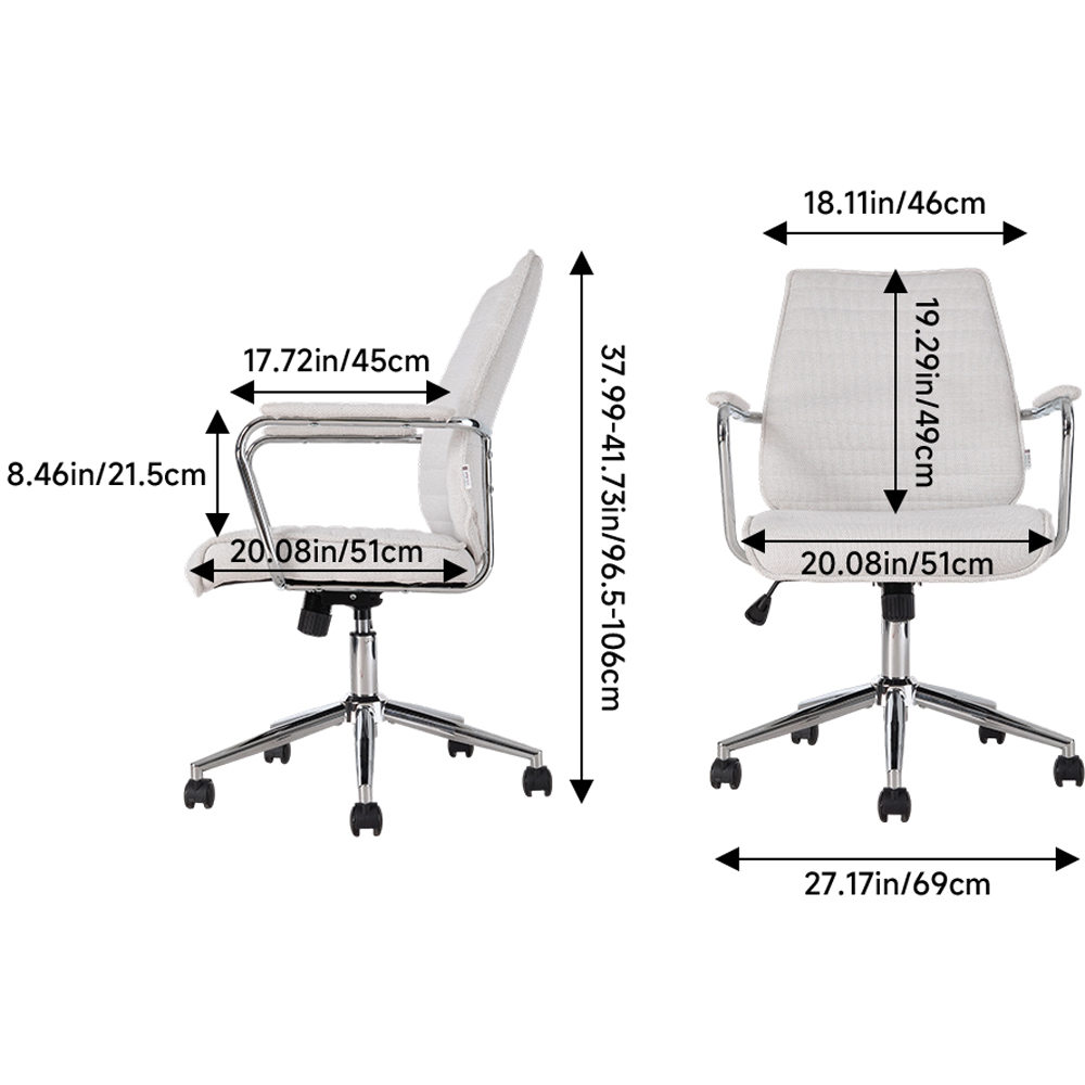 Living and Home White Chenille Swivel and Adjustable High Back Retro Office Chair Image 9