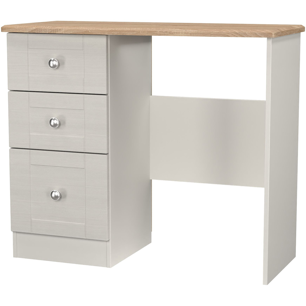 Crowndale Sussex 3 Drawer Grey Ash and Bardolino Oak Vanity Dressing Table Ready Assembled Image 3