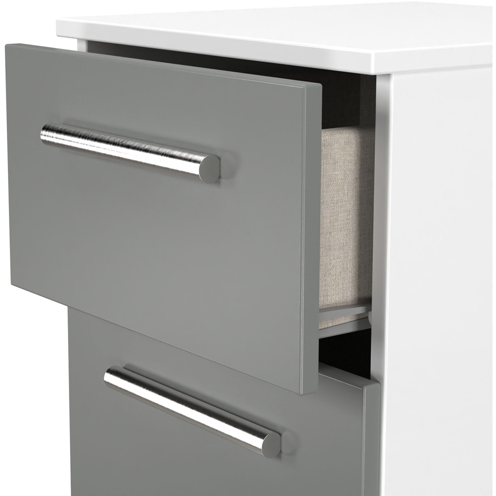 Crowndale Contrast 3 Drawer Dusk Grey and White Bedside Cabinet Ready Assembled Image 6
