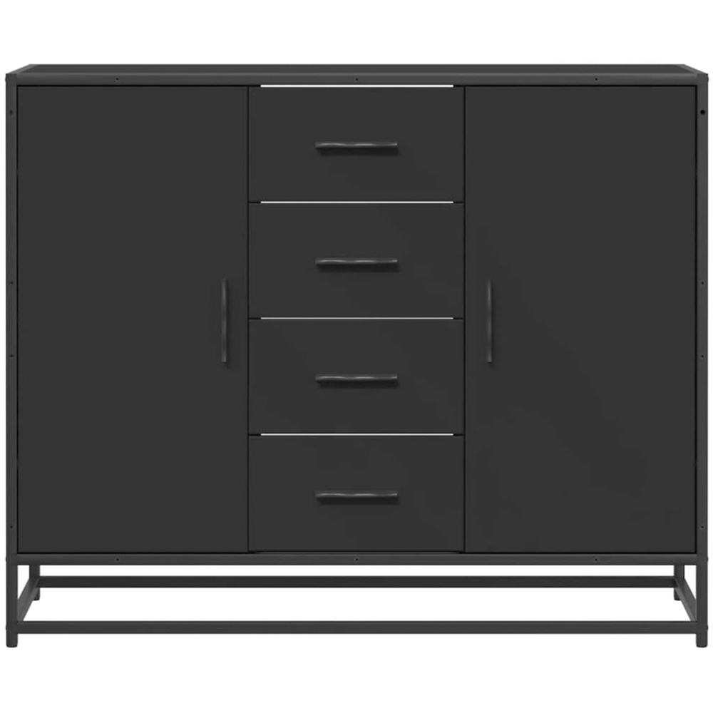 vidaXL 2 Door 4 Drawer Black Metal Frame Wooden Sideboard Image 4