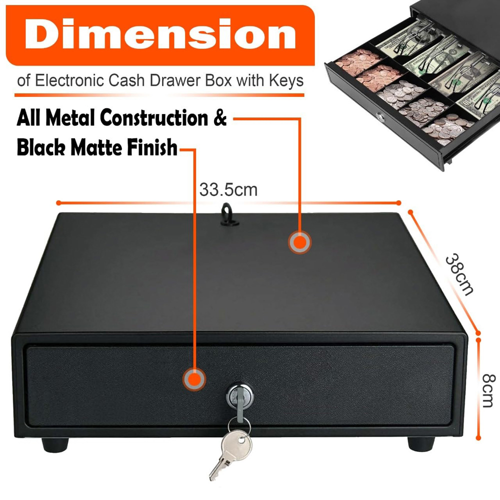 ATEK 4 Note 5 Coin Compartment Steel Lockable POS Cash Drawer Image 8