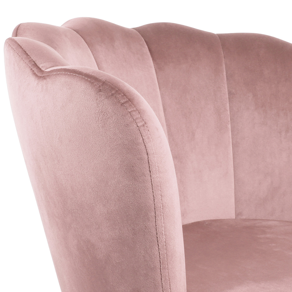Flora Petal Back Accent Tub Chair Velvet Upholstery - Light Pink Image 6