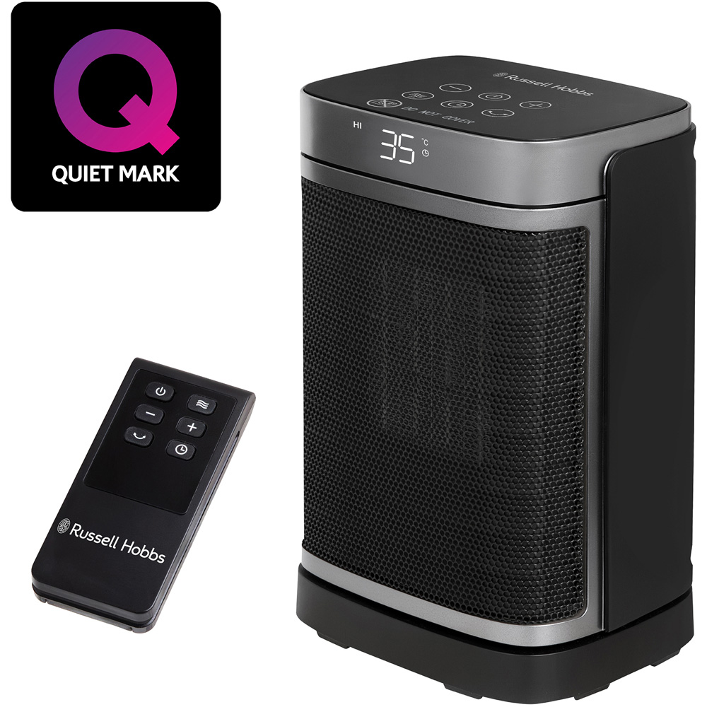 Russell Hobbs RHCH2001S Black and Silver Square Oscillating Ceramic Heater 1500W Image 2