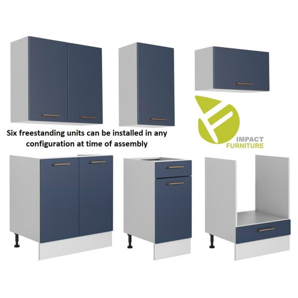 Impact Furniture Nora Matt Grey and Navy Blue Complete Kitchen Cabinet Set of 6 Image 3