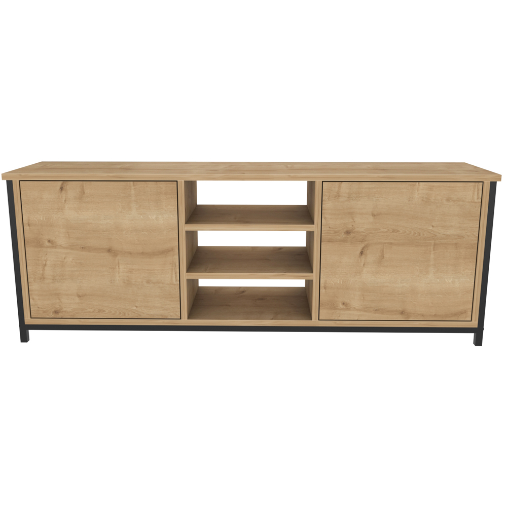Decorotika Otis 2 Door 3 Shelf Black and Oak TV Stand for 63 inch TV Image 3