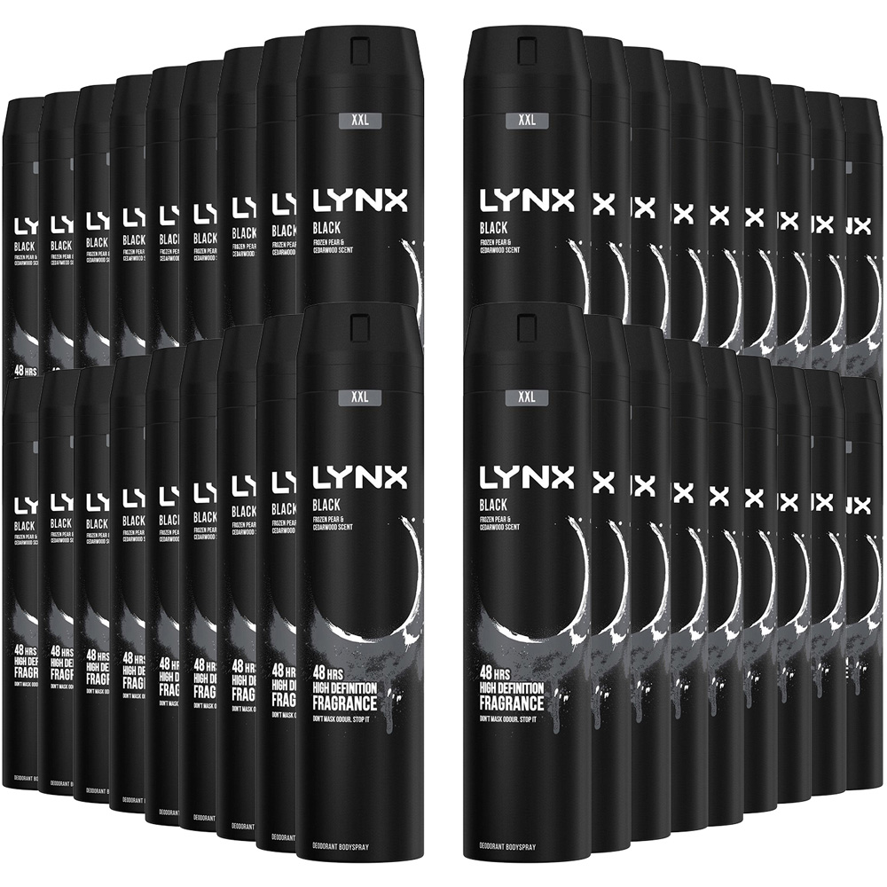 Lynx Black Frozen Pear and Cedarwood 48H Protection Deodorant Body Spray 250ml 36 Pack Image 1