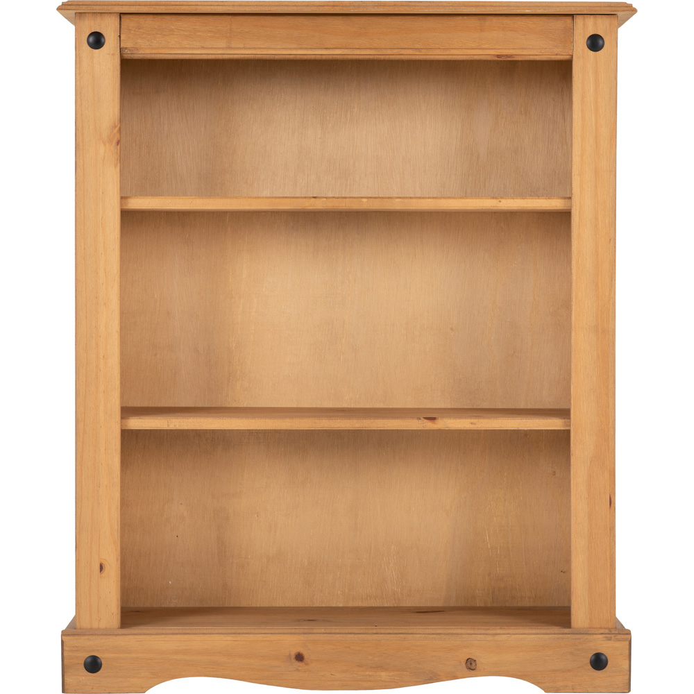 Seconique Corona 3 Shelf Distressed Waxed Pine Low Bookcase Image 3
