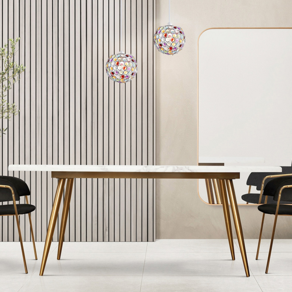 Happy Homewares Round Globe Small Multi Acrylic Bead Jewels Pendant Shade Image 2