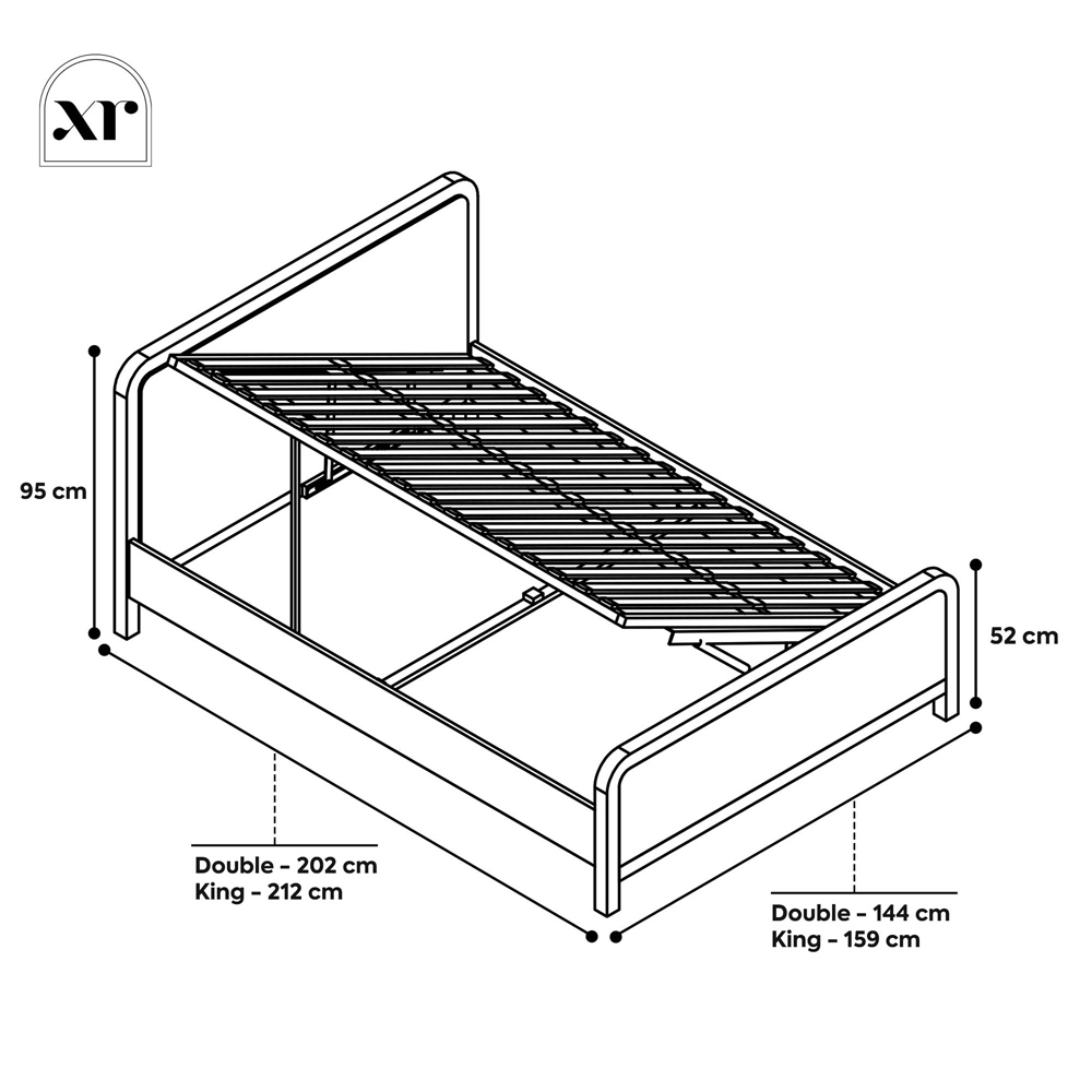 XR Living Leonie King Size Ash and Natural Wooden Shadow Ottoman Bed Image 6