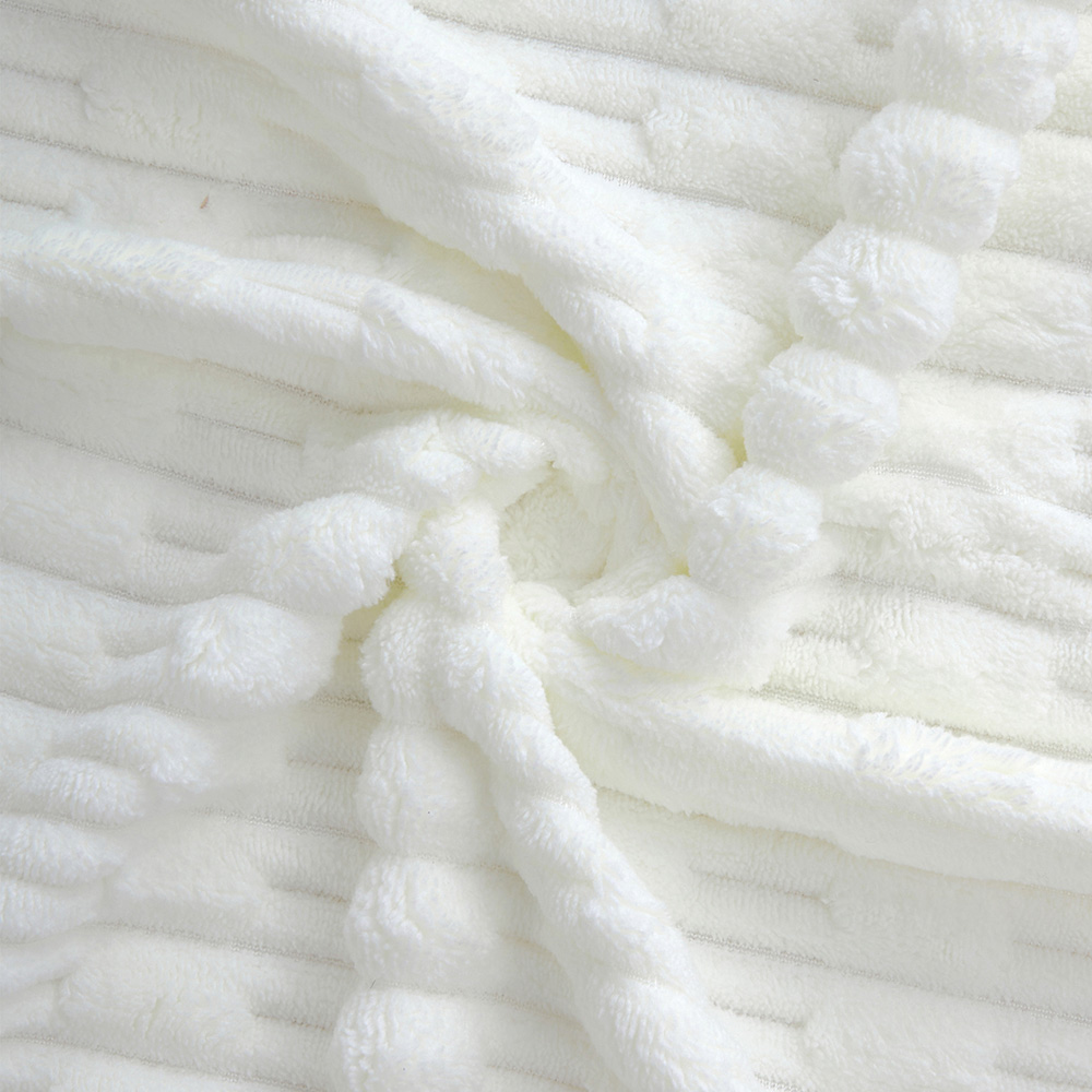 Living and Home Soft Coral Fleece Multicolour Bamboo Texture Bath Towel Set of 4 Image 5