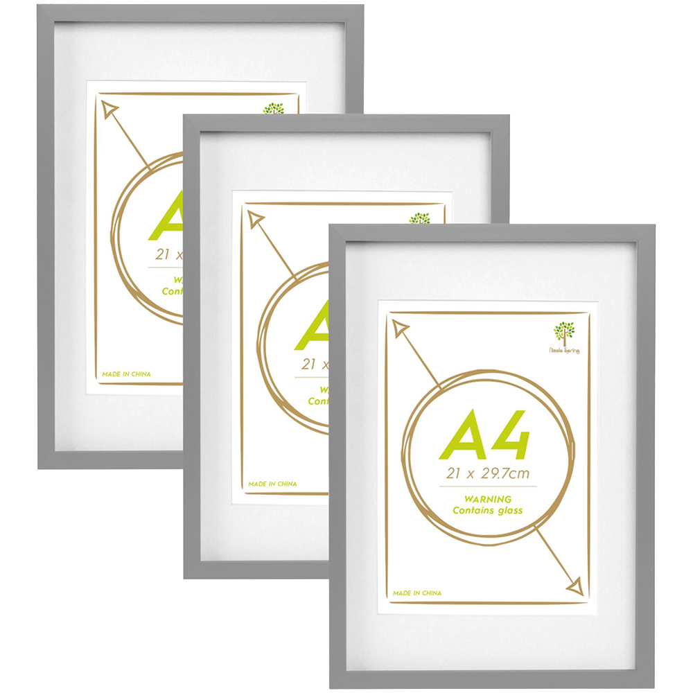 Nicola Spring Grey Photo Frame 12 x 17 inch with White A4 Mount 3 Pack Image 1