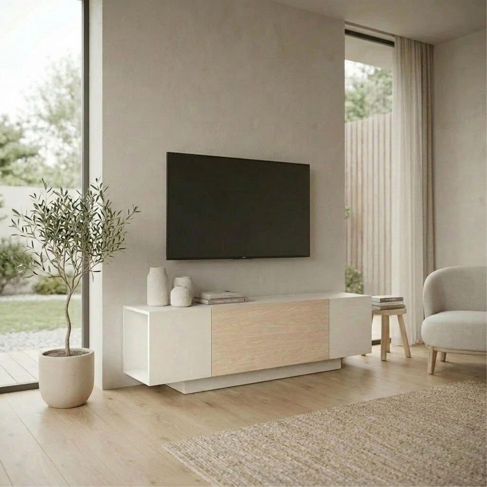 Decortie Victor Single Flip Down Door Sandstone TV Unit Image 6