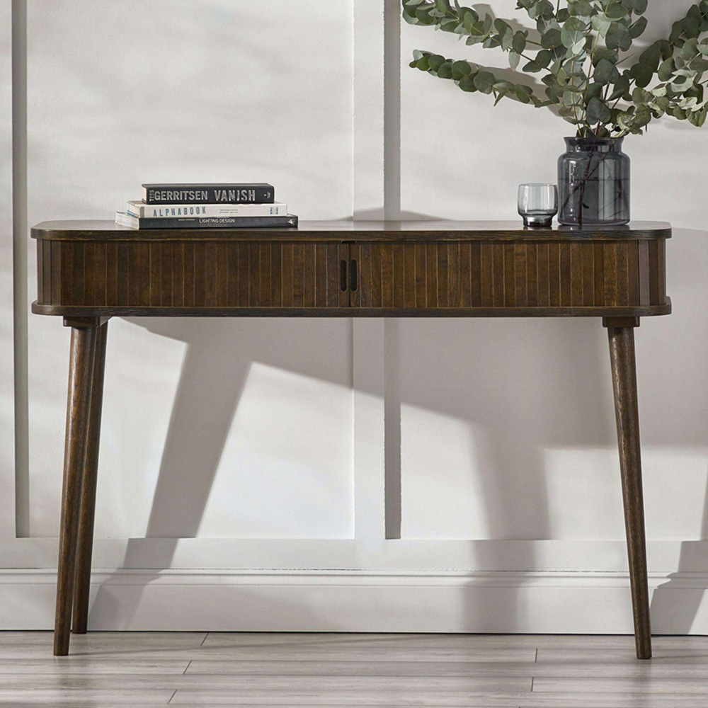 Julian Bowen Arya 2 Door Dark Oak Effect Fluted Console Table Image 1