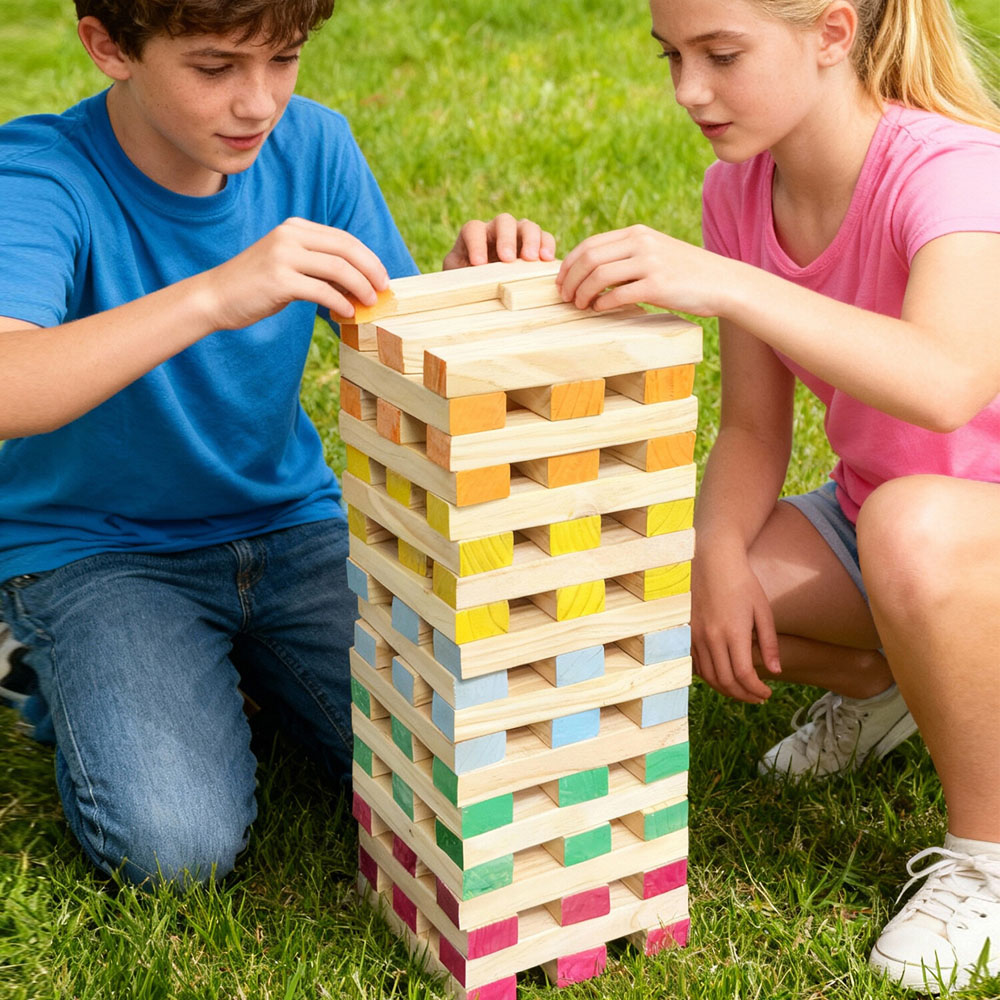 60 Piece Colourful Tumbling Tower Image 2
