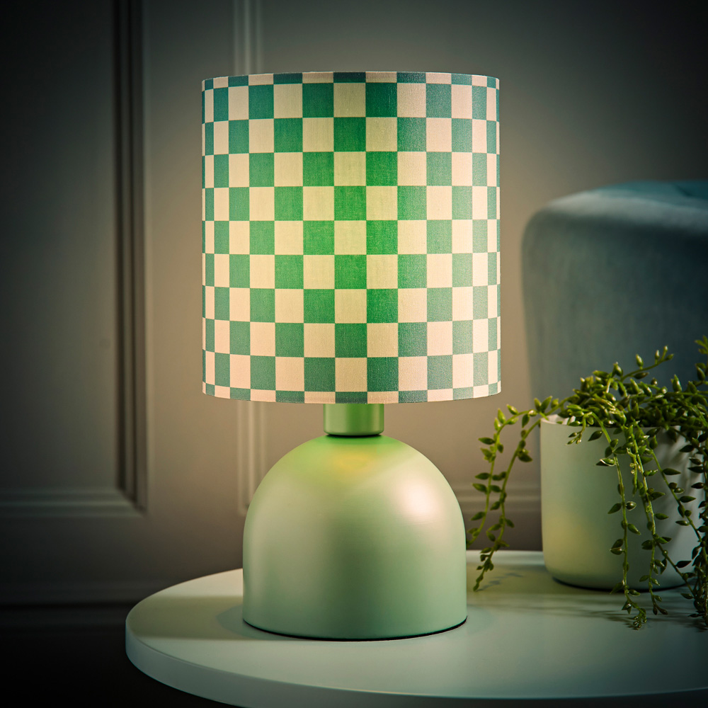ValueLights Miley Green Checkerboard Drum Lamp Shade Moss Green LED Table Lamp Image 6