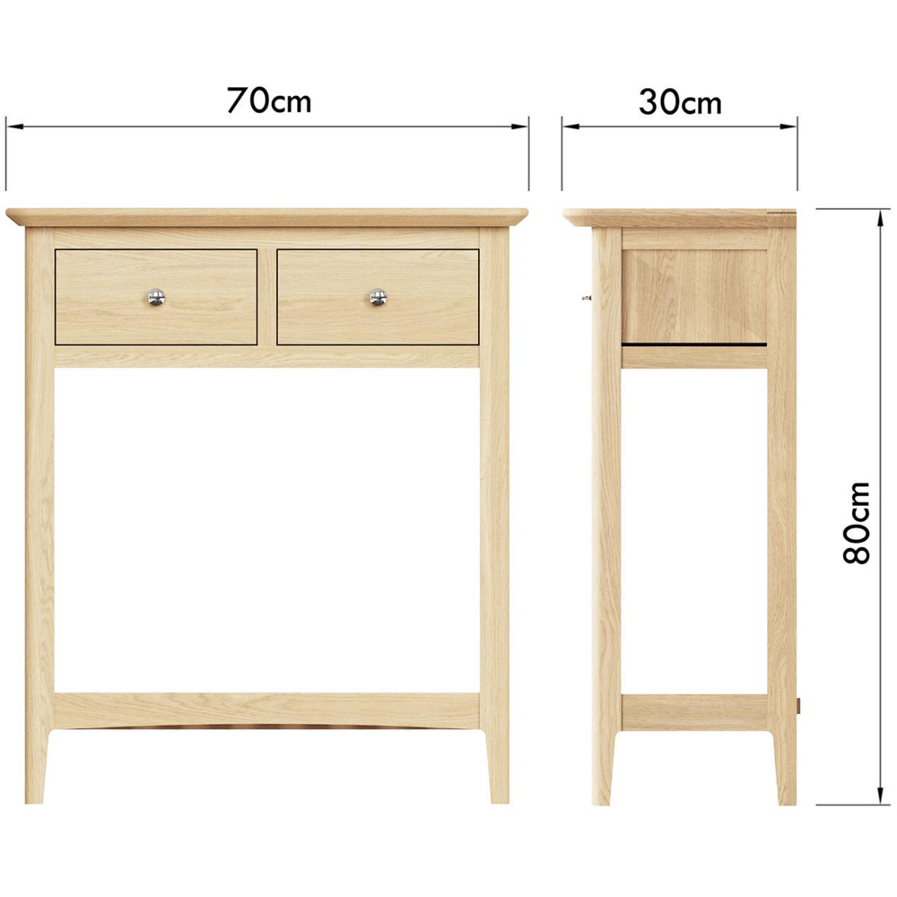 FWStyle 2 Drawer Single Shelf Natural Oak Ash Veneer Hallway Console Table Image 8